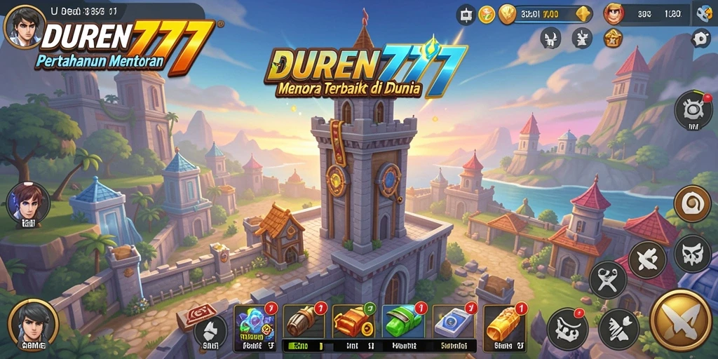 Screenshot DUREN777 menampilkan aksi pertahanan menara yang menegangkan.