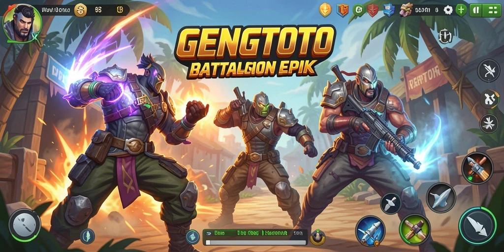 Tangkapan layar dari pertempuran seru dalam GENGTOTO, game Battle Royale.