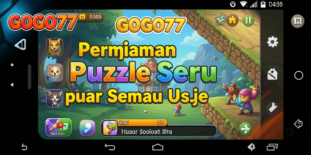 Tampilan gameplay utama GOGO77 dengan teka-teki seru.