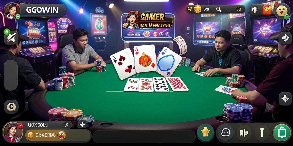 Tampilan gameplay seru di GOWIN dengan banyak pemain Poker.