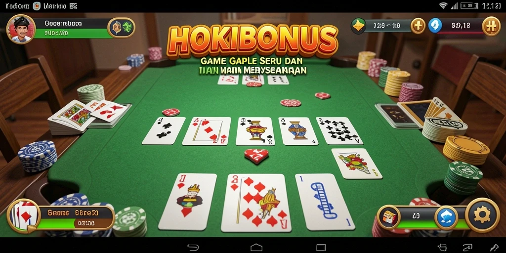 Tampilan gameplay HOKIBONUS dengan kartu Gaple yang menarik.