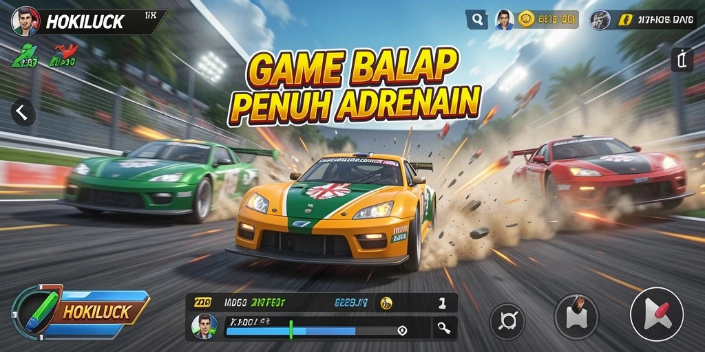 Tangkapan layar HOKILUCK menampilkan grafik balapan yang mendebarkan.