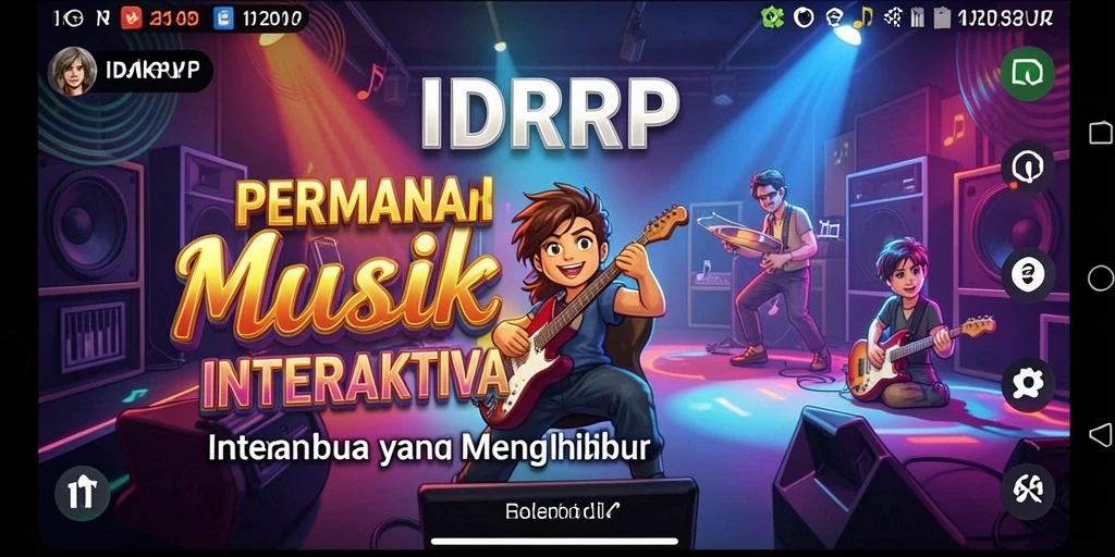Tampilan gameplay interaktif <strong>IDRRP</strong> dengan berbagai lagu yang menghibur.