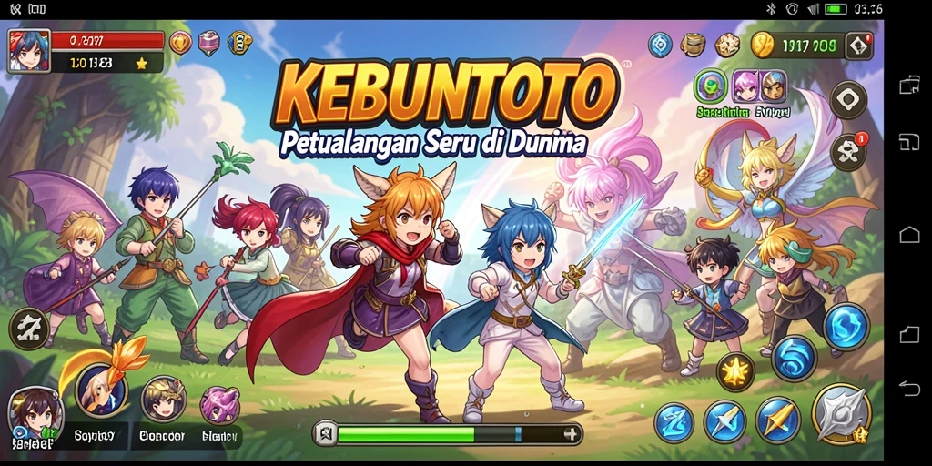 Tampilan gameplay KEBUNTOTO yang menawan dengan karakter-karakter unik.