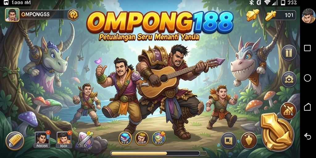Tangkapan layar utama OMPONG188 menampilkan gameplay yang seru dan penuh warna.