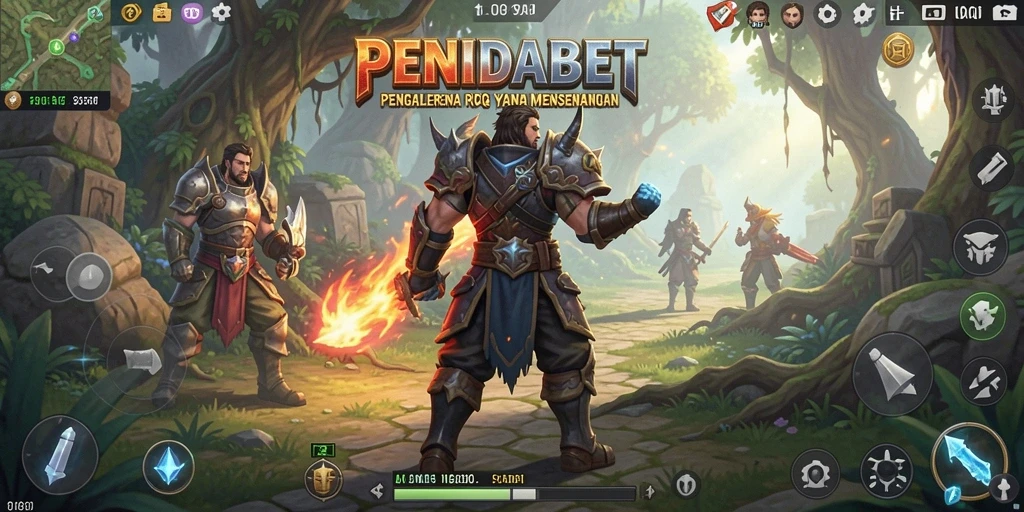 Screenshot gameplay PENIDABET menunjukkan aksi pertempuran yang dinamis dan karakter yang beragam.