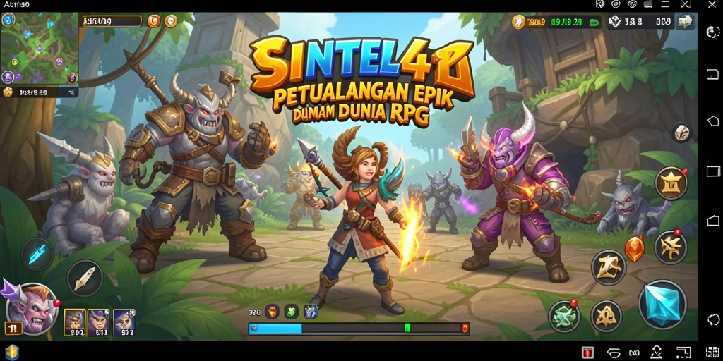 Screenshot gameplay SINTE4D yang menunjukkan pertempuran epik dalam dunia RPG.