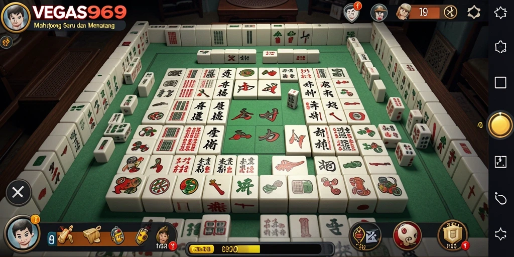 Tangkapan layar utama VEGAS969 yang menunjukkan gameplay Mahjong yang seru.